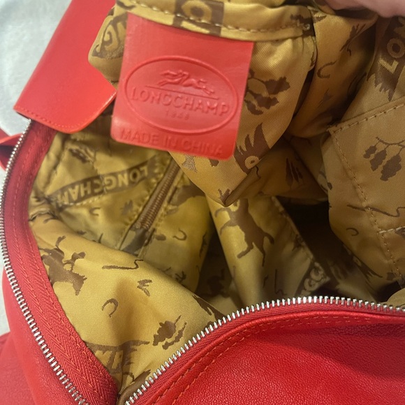 Longchamp Classic leather tote Carryall bright red! Beautiful bag! - Picture 5 of 11